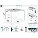 Piana, Pergola Bioclimatica Autoportante 3x3 M In Alluminio Bianco Con Tende A Rullo Retrattili Su Tutti E 4 I Lati. - Foto miniatura 6
