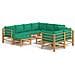 Set Salotto da Giardino 10pz con Cuscini Verdi Bambù - Foto miniatura 1