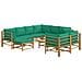 Set Salotto da Giardino 10pz con Cuscini Verdi Bambù - Foto miniatura 3