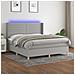 Letto a Molle Materasso e LED Grigio Chiaro 180x200 cm Tessuto - Foto miniatura 2