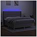 Letto a Molle Materasso e LED Grigio Chiaro 180x200 cm Tessuto - Foto miniatura 3