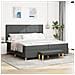 Letto Box Spring con Materasso e Panchina Grigio Scuro 200x200 cm Tessuto - Foto miniatura 2