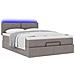 Pouf Letto con Materasso e LED Tortora 140x190 cm in Tessuto - Foto miniatura 6
