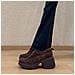 Scarpe Da Donna Retrò Con Plateau E Punta Tonda - Comode Ed Eleganti Brown 34 - Foto miniatura 3