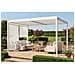 Pergola Bioclimatica Autoportante Piana 4x3m In Alluminio Bianco Con Tende A Rullo Retrattili Sul Lato Da 3 M - Foto miniatura 1