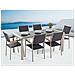 Set Di Tavolo E Sedie Da Giardino In Acciaio, Granito E Rattan - 180cm - Grigio Lucido - Grosseto - Foto miniatura 5