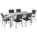 Set Di Tavolo E Sedie Da Giardino In Acciaio, Granito E Rattan - 180cm - Grigio Lucido - Grosseto - Foto miniatura 18