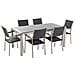 Set Di Tavolo E Sedie Da Giardino In Acciaio, Granito E Rattan - 180cm - Grigio Lucido - Grosseto - Foto miniatura 26