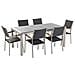 Set Di Tavolo E Sedie Da Giardino In Acciaio, Granito E Rattan - 180cm - Grigio Lucido - Grosseto - Foto miniatura 16