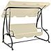 Panchina A Dondolo Da Giardino Con Baldacchino Bianco Sabbia - Foto miniatura 3