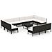 Set Divani Da Giardino 14 Pz Con Cuscini In Polyrattan Nero - Foto miniatura 2
