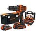 Kit Professionale Trapano Avvitatore A Percussione Con 2 Batterie Set 104 Punte E Cassetta Porta Attrezzi B+d Bdchd 18 S 2ka - Foto miniatura 1