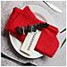 Set Di 12 Tovaglioli Da Tavola In Cotone - Orlo A Giorno, Bordo Sfilacciato, Mussola Per Matrimoni, Natale E Decorazioni Tavola Red - Foto miniatura 3