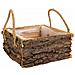 Cesto In Legno Con Manici Marroni 25x25x11h - Foto miniatura 1