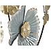 Pannello Decorativo Da Parete Campur Round Tondo Con Fiori, Ginkgo E Farfalla In Ferro Bianco E Oro 78x74 Cm - Foto miniatura 3