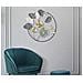 Pannello Decorativo Da Parete Campur Round Tondo Con Fiori, Ginkgo E Farfalla In Ferro Bianco E Oro 78x74 Cm - Foto miniatura 5