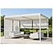 Pergola Bioclimatica Autoportante Piana 4x3m In Alluminio Bianco Con Tende A Rullo Retrattili Su 2 Lati (3m + 4m) - Foto miniatura 1