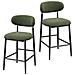 2 Sgabelli Da Bar In Tessuto Rivestiti Con Schienale 49,5x52x95 Cm Verde - Foto miniatura 1