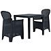 Set Da Bistrò 3 Pz In Plastica Stile Rattan Antracite - Foto miniatura 1