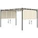 Gazebo Da Giardino Con Tenda Laterale 4x3x2,25 M Crema - Foto miniatura 6