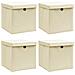 Scatole Portaoggetti con Coperchi 4pz Crema 32x32x32 cm Tessuto - Foto miniatura 1