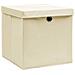 Scatole Portaoggetti con Coperchi 4pz Crema 32x32x32 cm Tessuto - Foto miniatura 3