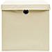 Scatole Portaoggetti con Coperchi 4pz Crema 32x32x32 cm Tessuto - Foto miniatura 5