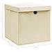 Scatole Portaoggetti con Coperchi 4pz Crema 32x32x32 cm Tessuto - Foto miniatura 6