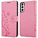 Custodia Compatibile Con Samsung Galaxy S21 In Rosa Fiore - Coperchio Protettivo In Design Floreale Con Chiusura Magnetica, Funzione Stand E Slot Per Carte - Foto miniatura 8