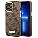 Cover Per Iphone 14 Pro Pu 4g Metal Plate, Marrone - Foto miniatura 2
