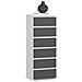 Cassettiera CL6, 6 cassetti, 40x35x109 cm, Colore Bianco e Grigio Grafite - Foto miniatura 1
