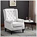 Poltrona da Salotto Imbottita in Tessuto con Schienale Trapuntato, 74x86x102cm, Bianco Crema - Foto miniatura 2