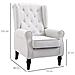 Poltrona da Salotto Imbottita in Tessuto con Schienale Trapuntato, 74x86x102cm, Bianco Crema - Foto miniatura 3