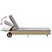 Lettino Prendisole con Ruote e Cuscino in Polyrattan Beige - Foto miniatura 9