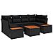 Set Divano da Giardino 7 Pezzi con Cuscini Nero Polyrattan Acacia - Foto miniatura 1