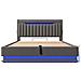 Letto Imbottito Idraulico 140x200cm, Letto Matrimoniale, Letto Contenitore Con Connessioni Usb E Tipo C, Illuminazione Led Alla Testa E Ai Piedi Del Letto, Lino, Grigio, Con Materasso - Foto miniatura 3
