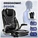 Sedia Da Ufficio, Sedia Ergonomica Con Cuscino Seduta Spesso 13,5 Cm E Braccioli Ripiegabili, Colore Nero - Foto miniatura 4