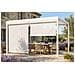 Pergola Bioclimatica Autoportante Piana 4x3m In Alluminio Bianco Con Tende A Rullo Retrattili Sul Lato Da 4 M - Foto miniatura 1
