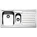 Serie Venezia Lavello da incasso 1 Vasca e 1 Vaschino con Gocciolatoio a Destra Dimensioni 100 x 50 cm Acciaio Inox Spazzolato - Foto miniatura 1