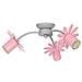 7868 Lampadario In Acciaio Da Soffitto Per Cameretta Bambini, Plafoniera Spot Fiore3, Rosa. - Foto miniatura 1