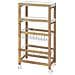 Carrello Cucina Slim Salvaspazio Legno Bambu 4 Ripiani 2 Vassoi 2 Cestelli Ruote - Foto miniatura 3