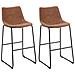 Set Di 2 Sgabelli Da Bar In Tessuto Marrone Franks - Foto miniatura 12