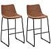 Set Di 2 Sgabelli Da Bar In Tessuto Marrone Franks - Foto miniatura 1