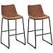 Set Di 2 Sgabelli Da Bar In Tessuto Marrone Franks - Foto miniatura 24