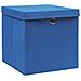 Scatole Con Coperchi 4 Pz Blu 32x32x32 Cm In Tessuto - Foto miniatura 3