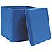 Scatole Con Coperchi 4 Pz Blu 32x32x32 Cm In Tessuto - Foto miniatura 5