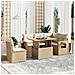 Set Divano da Giardino 6 pz con Cuscini Beige in Polyrattan - Foto miniatura 2