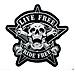 Toppa Termoadesiva Motociclista Patch Tessuto Teschio Live Ride Free Nero Moto - Foto miniatura 1