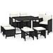 Set Da Pranzo Da Giardino 9 Pz Con Cuscini In Polyrattan Nero - Foto miniatura 1