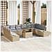 Set da giardino vitaXL da 11 pezzi con cuscini beige in rattan sintetico - Foto miniatura 2